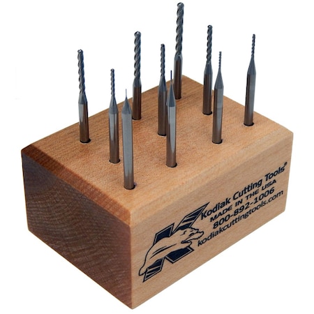 Kodiak Cutting Tools 10pc. Micro Carbide End Mill Set, Square, LOC 8Xs DIA 56399942